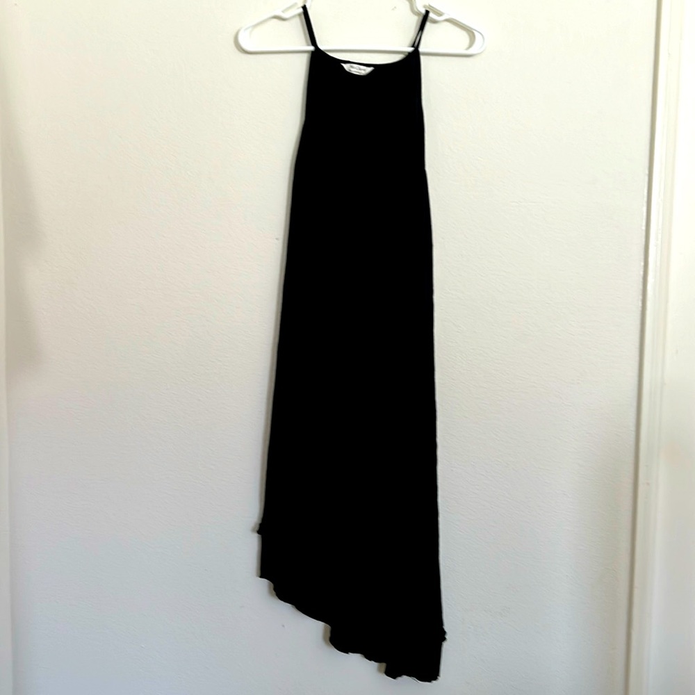 Ma Cherie - Black Plisse frill hem slip midi dress
